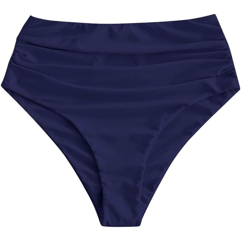 ZAFUL Women's High Waisted Bikini Bottom Ruched Tummy Control Swimsuit NEW